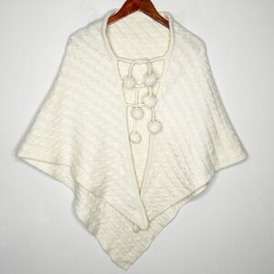 Lauren Ralph Lauren winter white cable knit cape wool & rabbit hair
